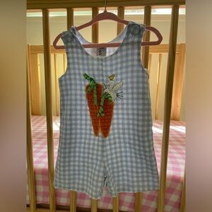 Mud Pie Easter seersucker romper // blue & white